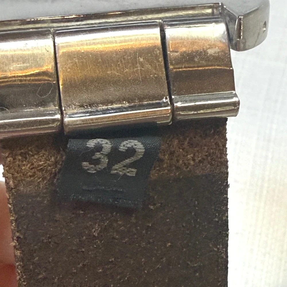 Obscure Men's Leather Belt Size 32 Silver Buckle Casual  Belt Dark Brown READ